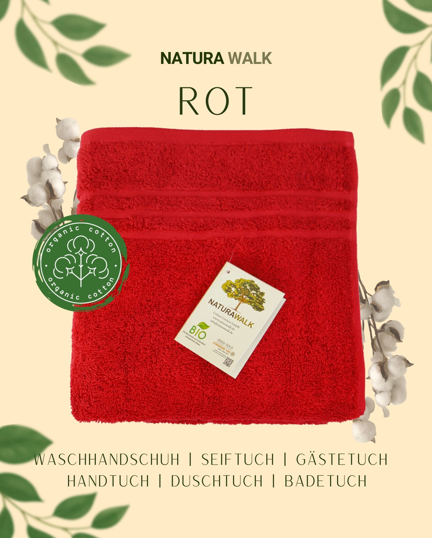NATURAWALK Handtuch Bio-Baumwolle Milano Cotton Carl Rot – Exclusiv