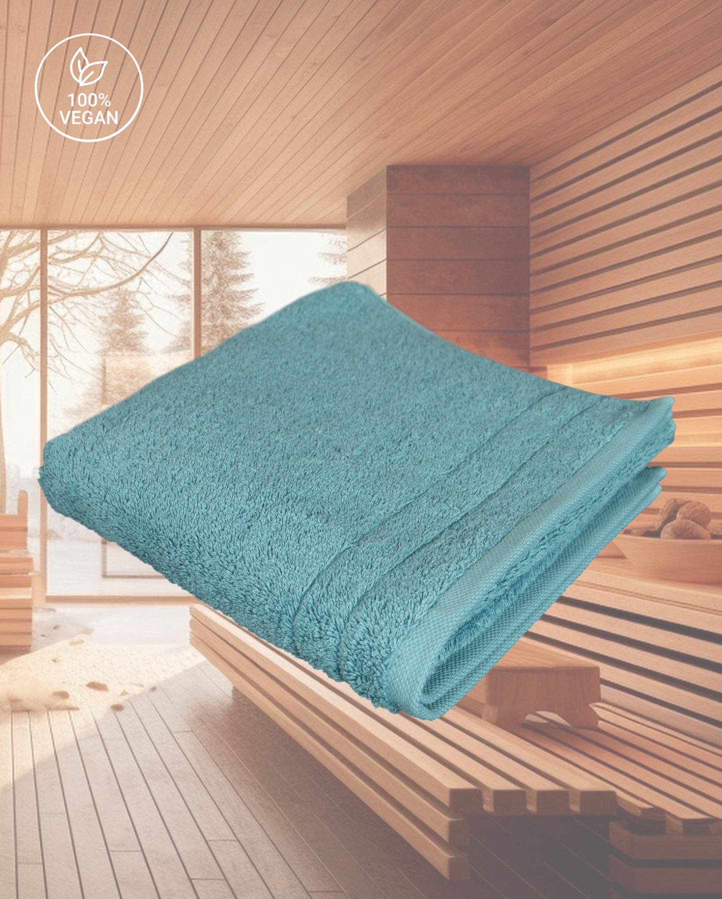 Sauna towel Vegan Home, 100x200cm, 100% organic cotton, petrol