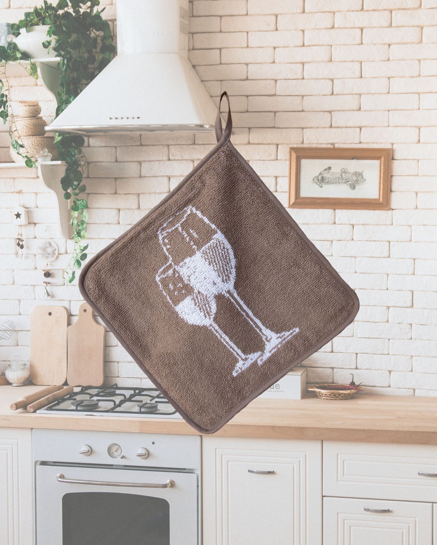 Heat-resistant pot holder wine glass 22x22cm 100% cotton