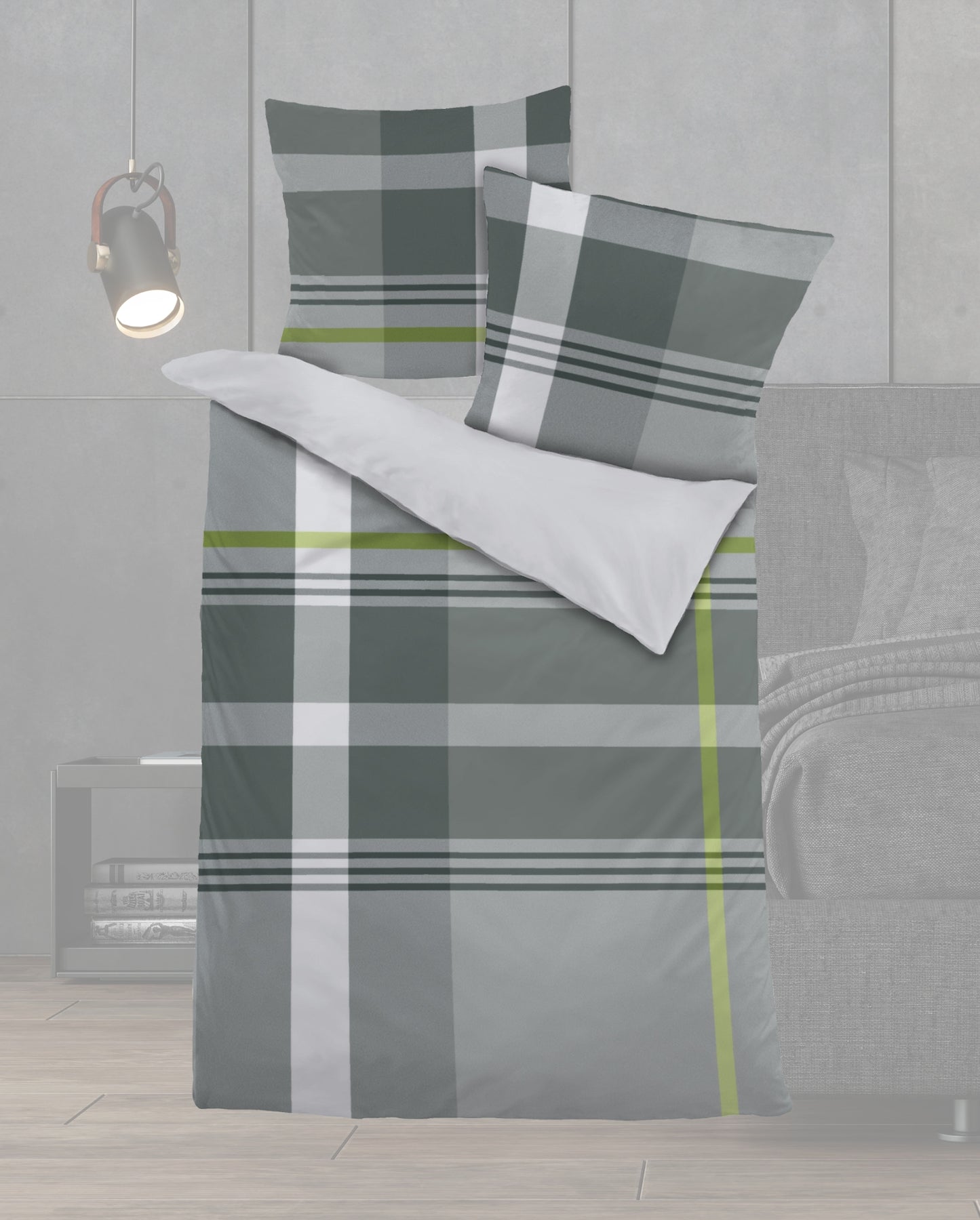 Fine flannel bed linen Dormisette Check Grey