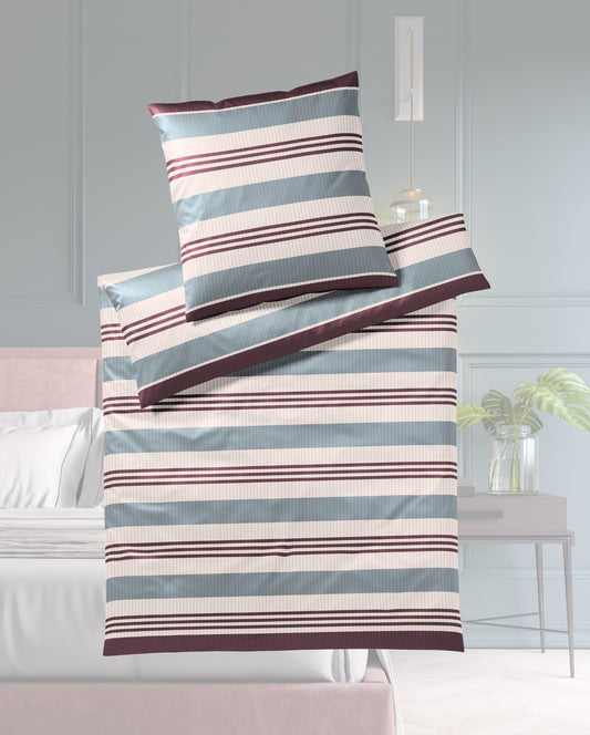 Mako satin bed linen Covered Stripe Blue 