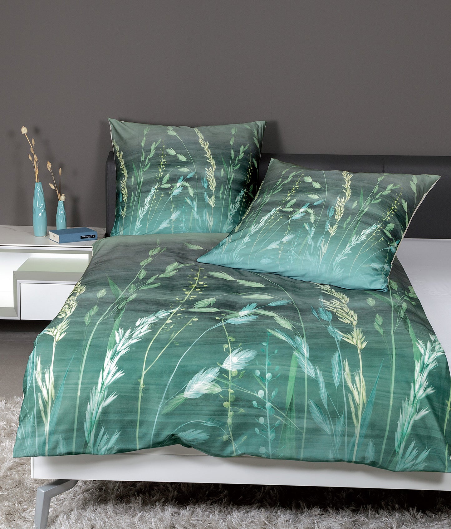 Mako-Satin Bettwäsche Janine Design Modern Art Green