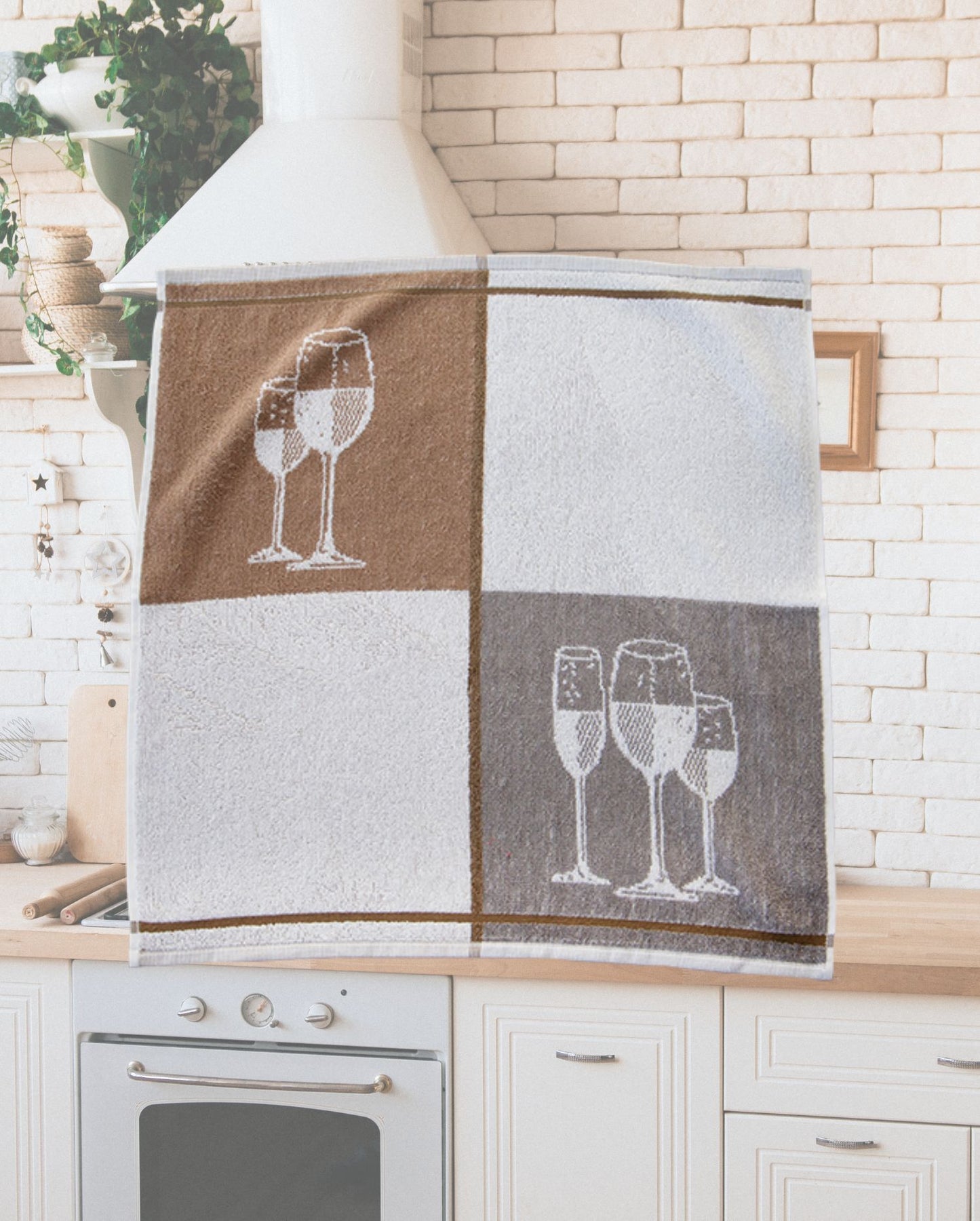 Kitchen terry towel wine glass 50x50cm 100% cotton