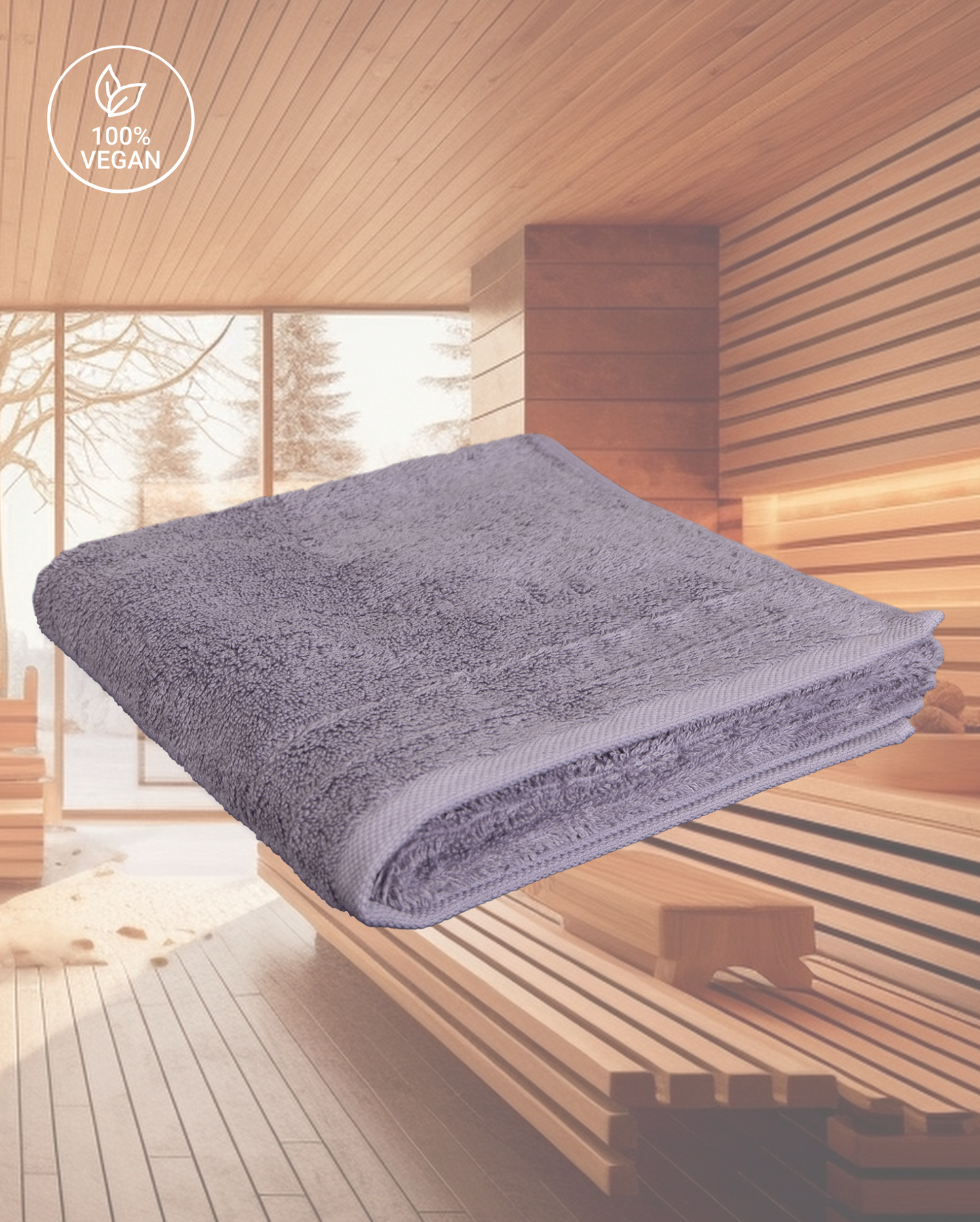 Sauna towel Vegan Home, 100x200cm, 100% organic cotton, lilac