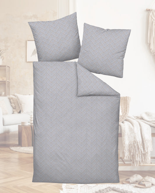 Mako satin bed linen Janine Design Milano Geometric Grey