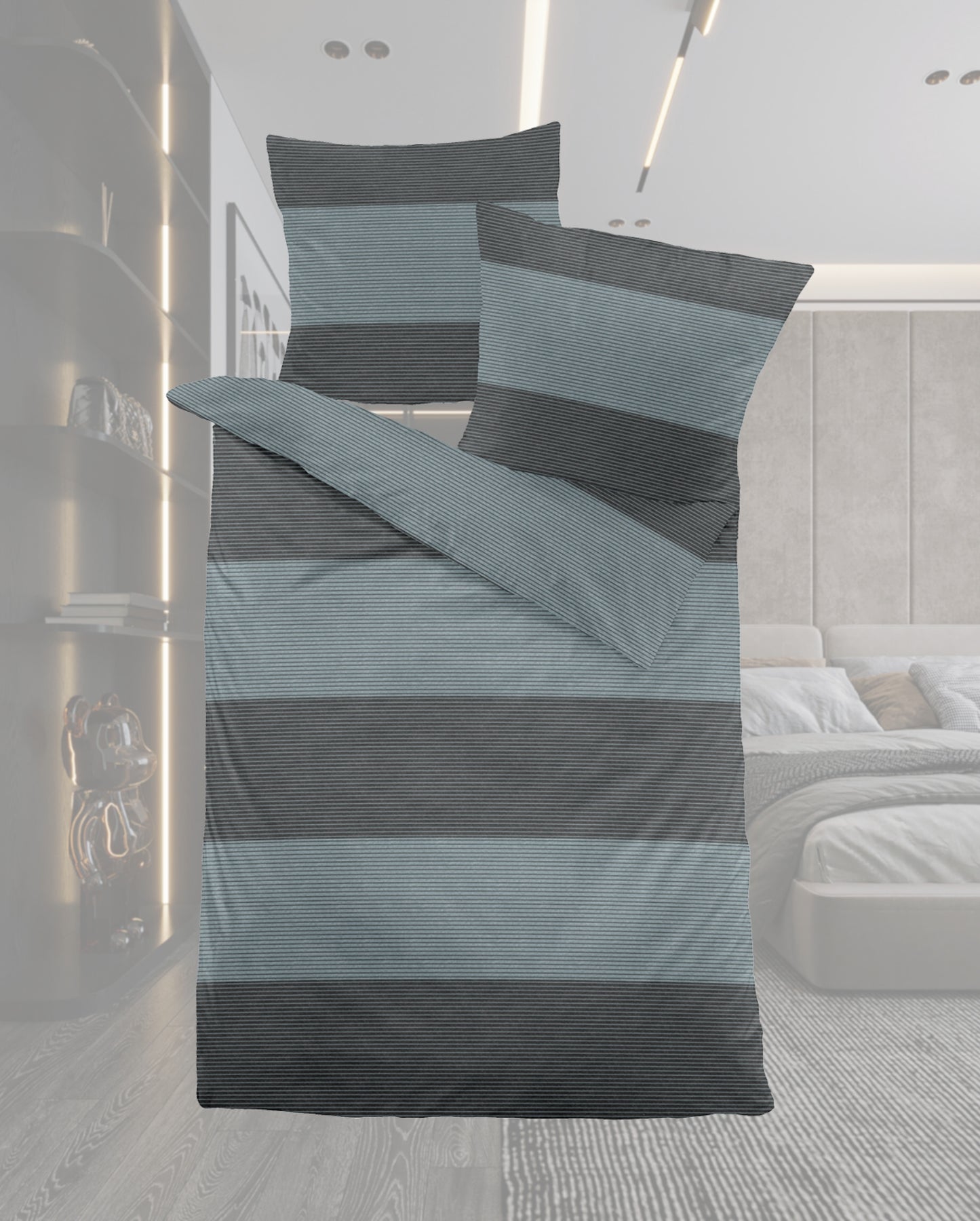 Melange flannel bed linen Dormisette Heather Blue Granite