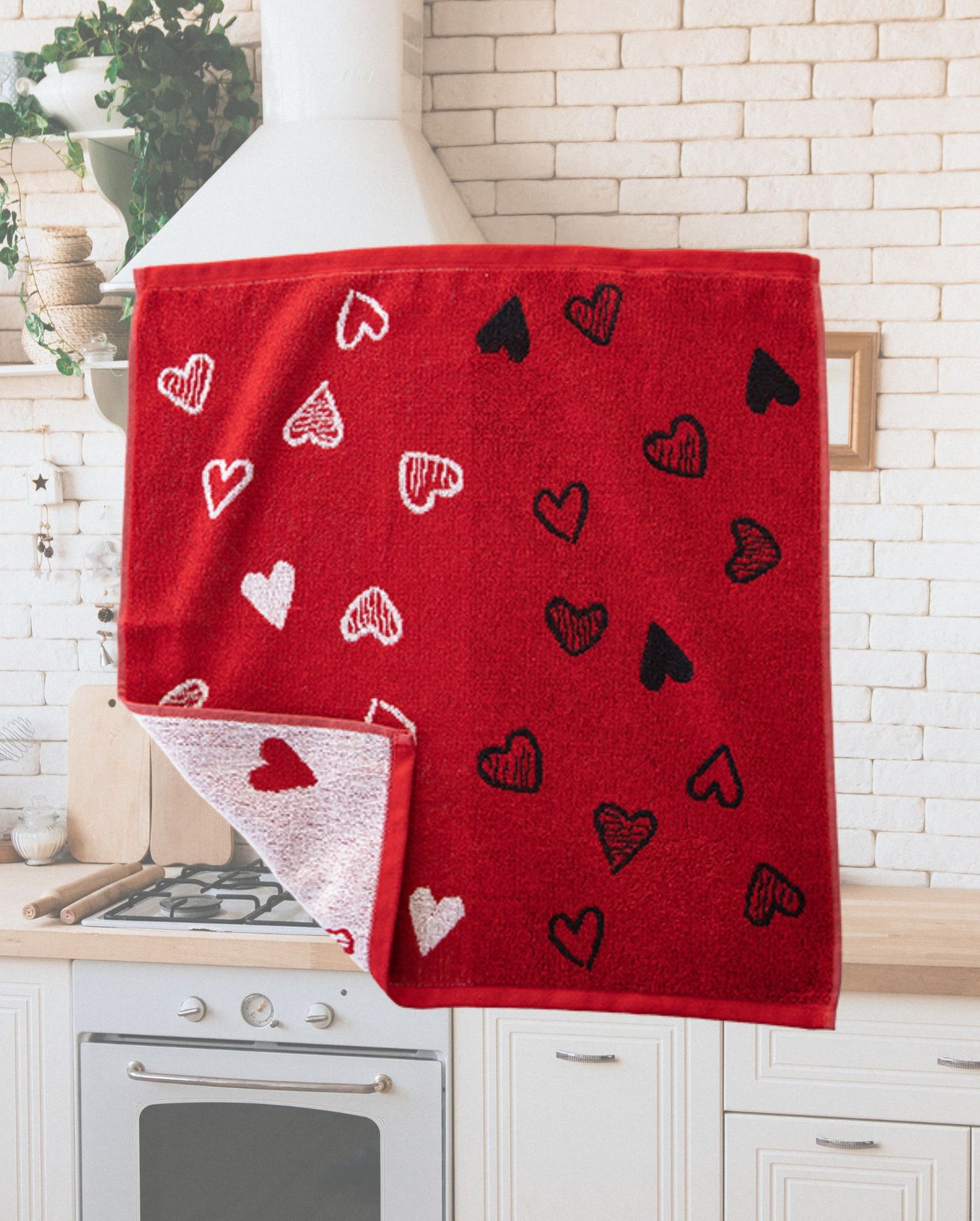 Kitchen terry towel hearts 50x50cm 100% cotton