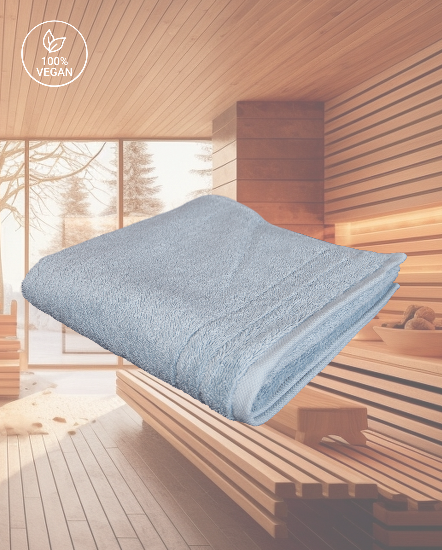 Sauna towel Vegan Home, 100x200cm, 100% organic cotton, ice blue