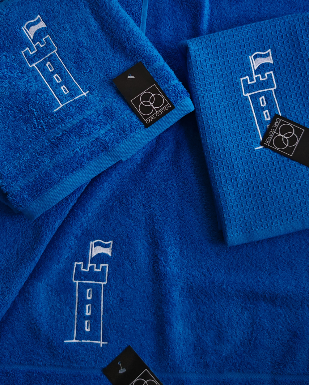 Towel CARL COTTON Waffle Piqué Electric Blue