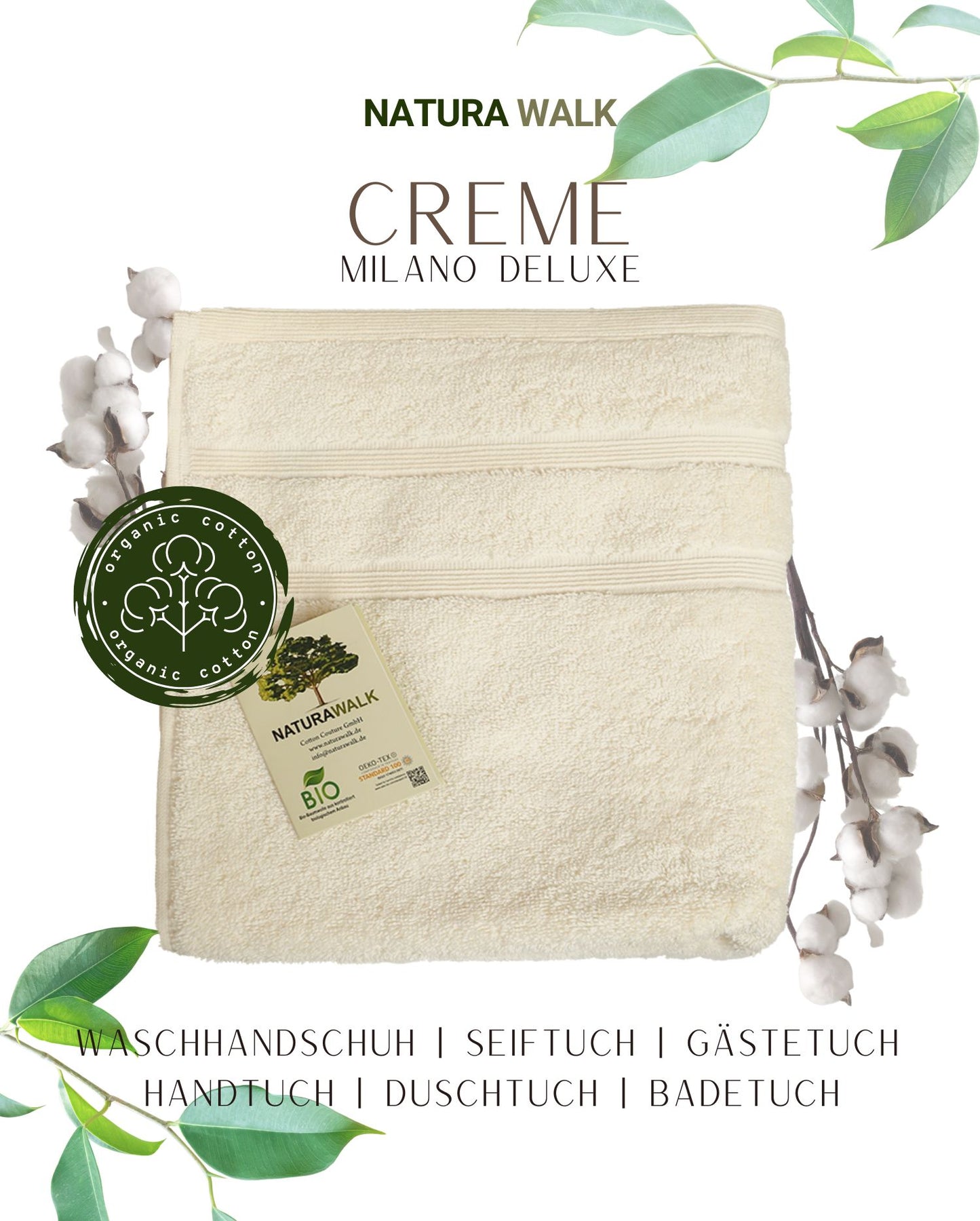 Handtuch Bio-Baumwolle NATURAWALK Milano Deluxe Creme