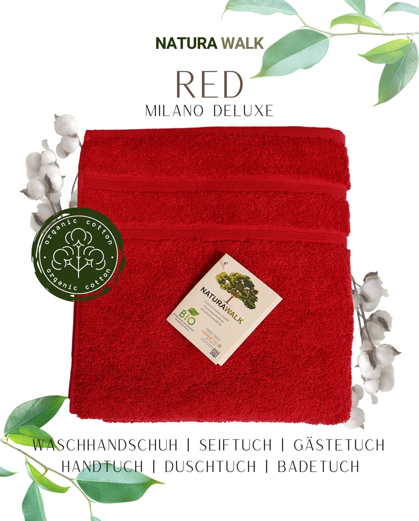 Handtuch Bio-Baumwolle NATURAWALK Milano Deluxe Red