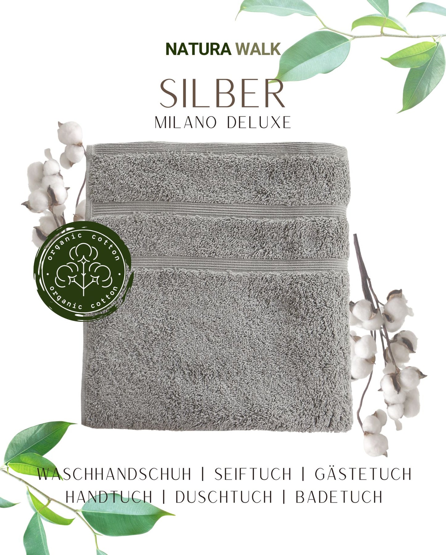 Handtuch Bio-Baumwolle NATURAWALK Milano Deluxe Silber