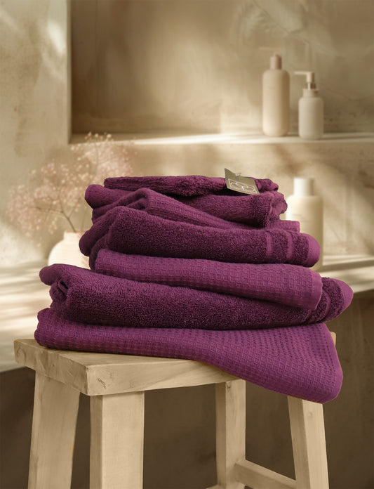 Handtuch CARL COTTON Waffelpiqué, 100% Baumwolle - Plum