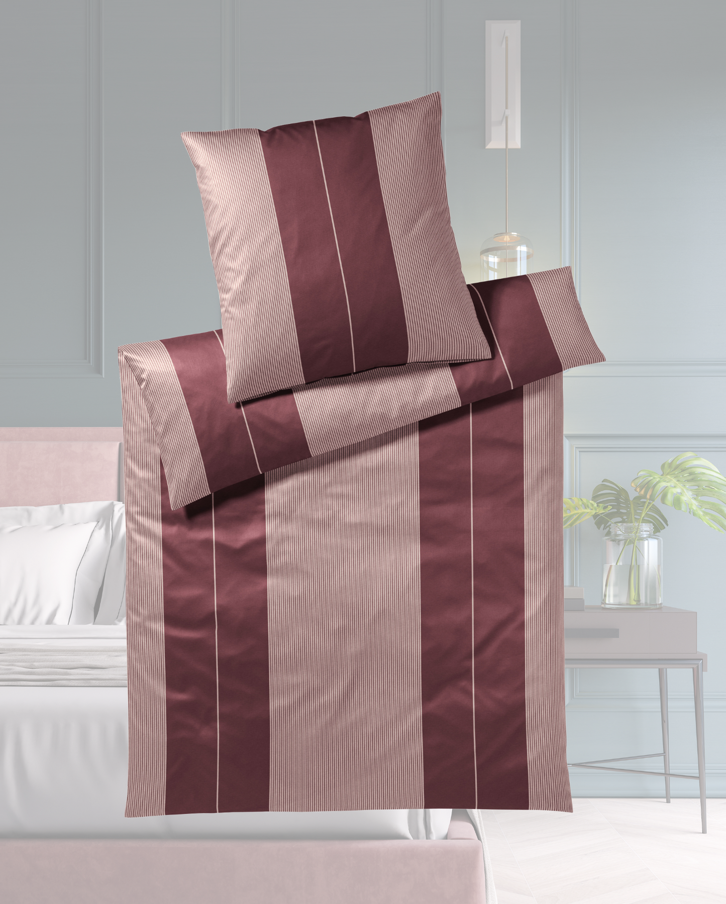 Mako satin bed linen Covered Burgundy 