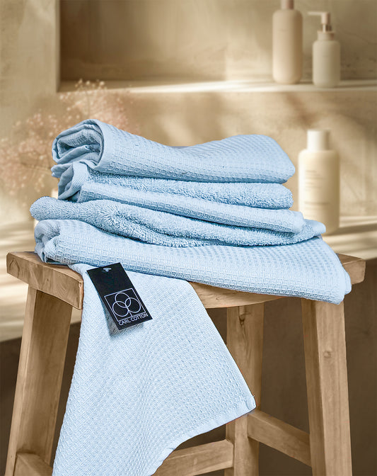 Towel CARL COTTON Waffle Piqué Ice Blue