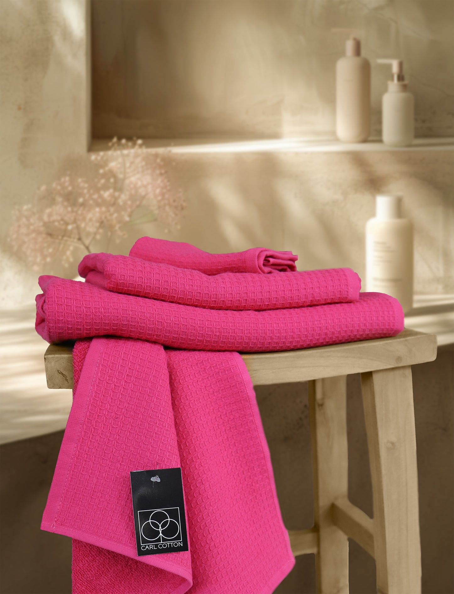 Towel CARL COTTON Waffle Piqué Fuchsia/Pink