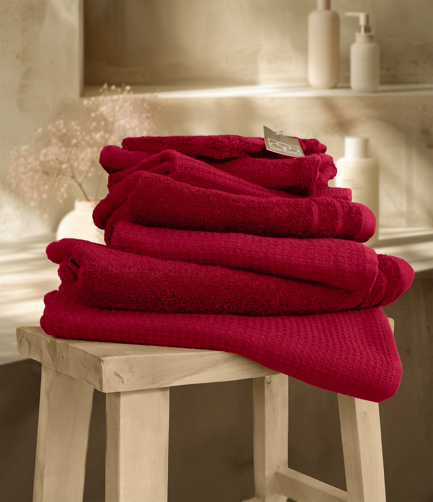 Towel CARL COTTON Waffle Piqué Cherry