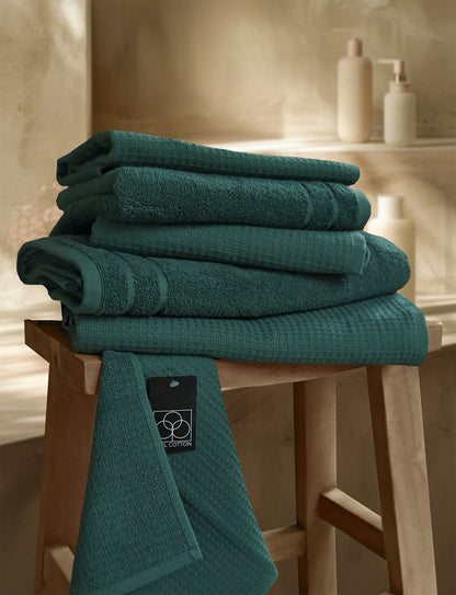 Towel CARL COTTON Waffle Piqué Electric Blue