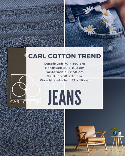 Handtuch CARL COTTON Trend, 500g/m², 100% Baumwolle - Jeans