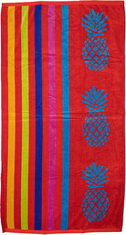 Beach towel striped pineapple, 90x165, 100% cotton