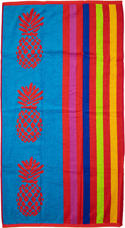 Beach towel striped pineapple, 90x165, 100% cotton