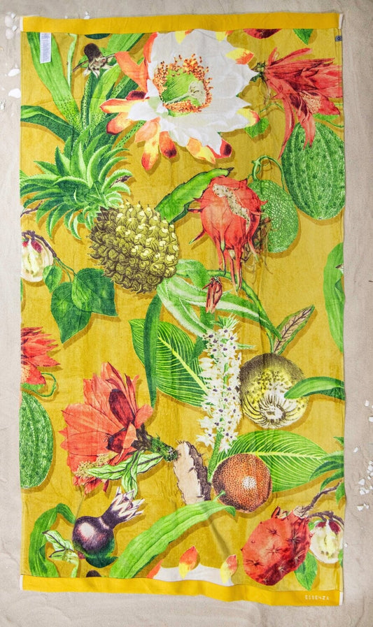 Strandtuch ESSENZA Hawaii Mustard, 100x180, 100% Bio-Baumwolle