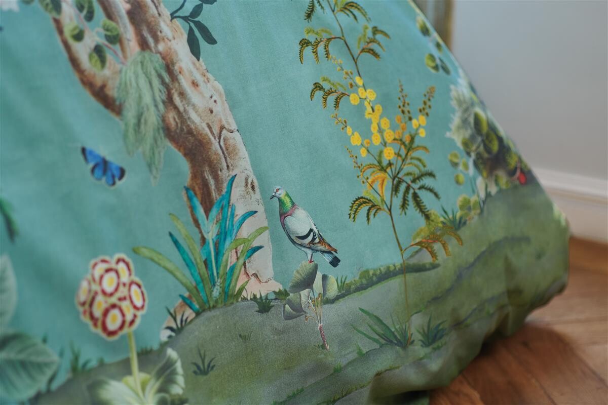 PIP STUDIO Perkal-Bettwäsche Wild and Tree blue Nahaufnahme mit Vogel auf dem Muster